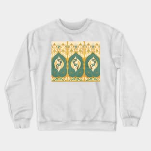 FISHES UNDERWATER WITH SEA PLANTS Yellow Green Art Nouveau Nautical Decor Crewneck Sweatshirt